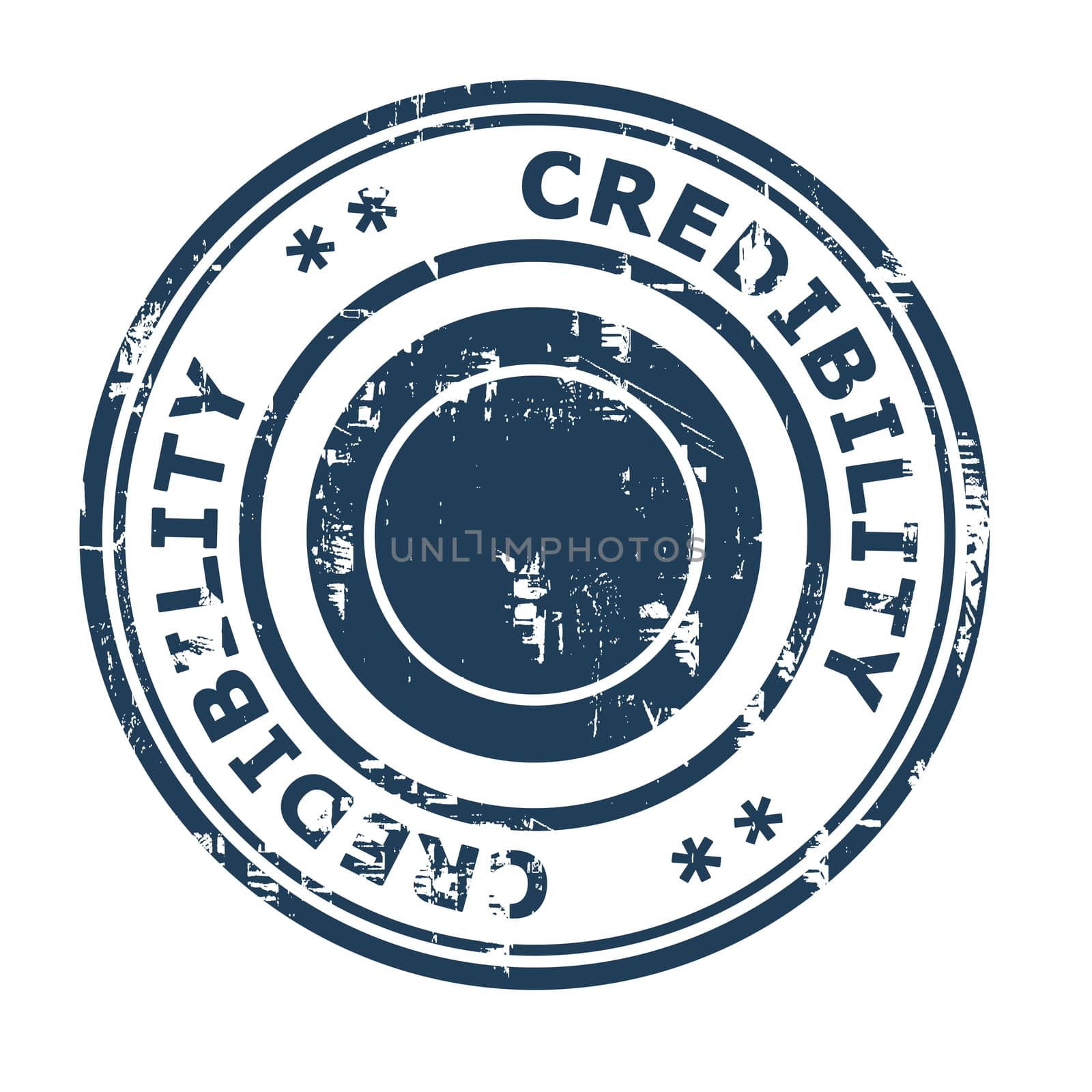 Credibility business concept rubber stamp isolated on a white background.