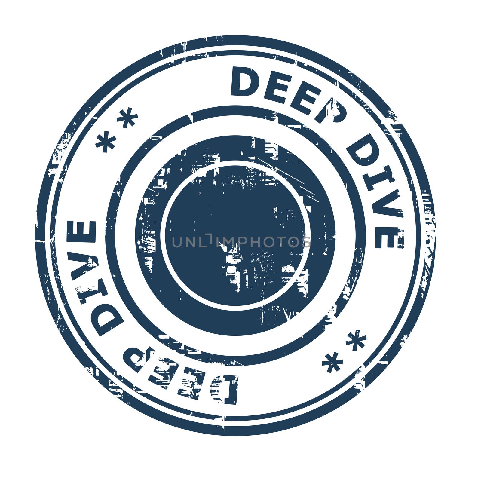 Deep Dive business concept rubber stamp isolated on a white background.