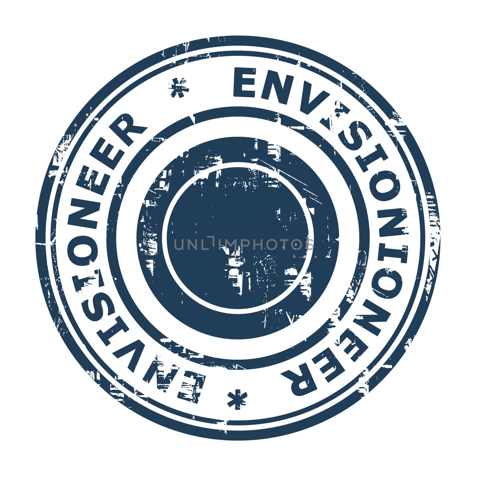 Envisionioneer business concept rubber stamp isolated on a white background.