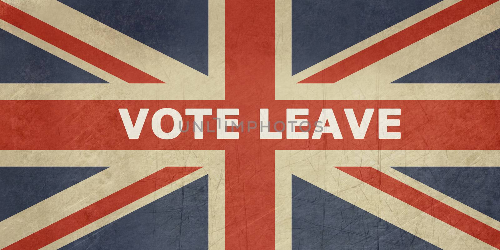 United Kingdom Vote Leave sign on the Union Jack flag.