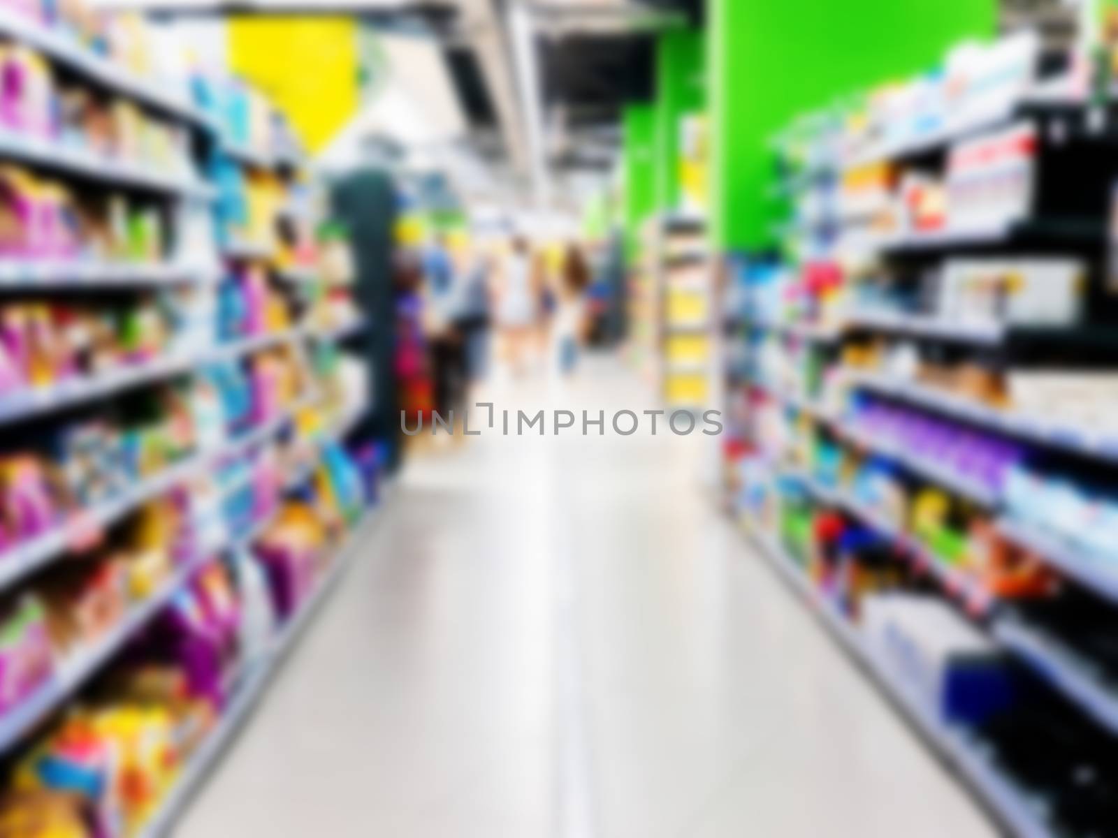 Abstract blurred colorful supermarket aisle by fascinadora