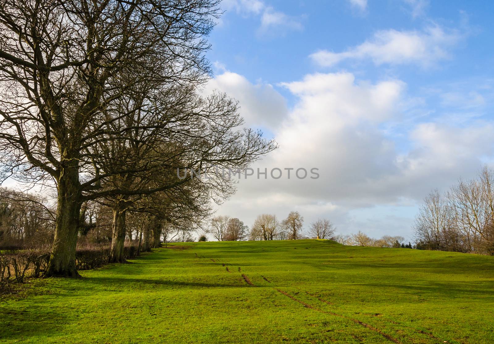 Rural landscape in winter in England, UK