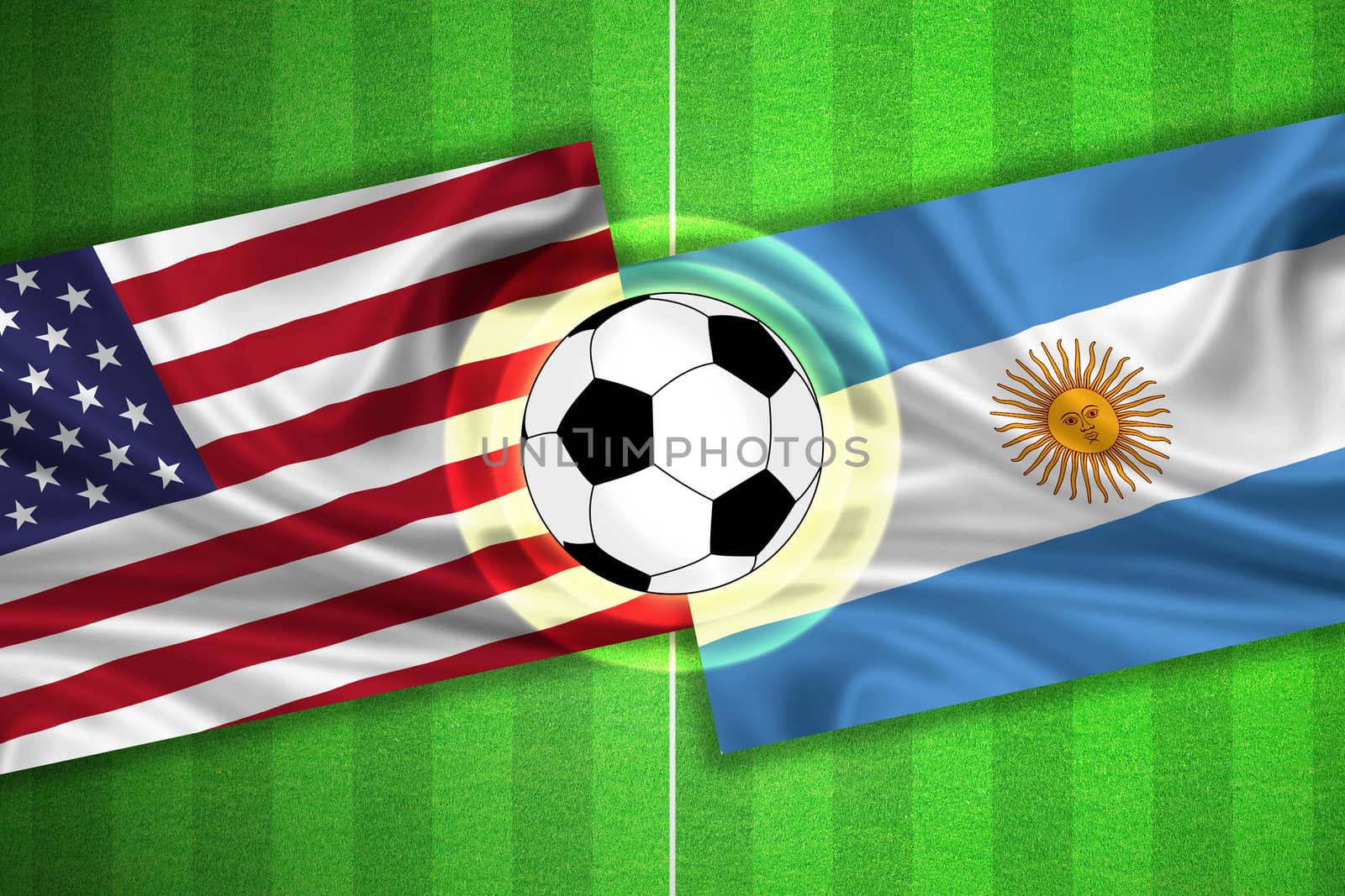 USA / United States of America - Argentina - Soccer field with ball by aldorado