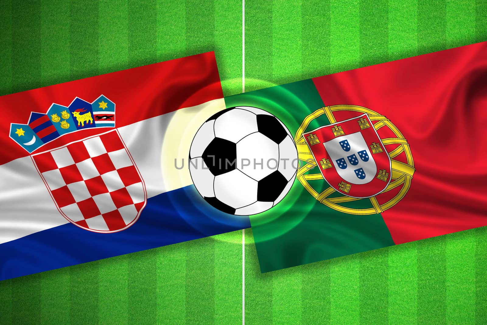 Croatia - Portugal - Soccer field with ball by aldorado