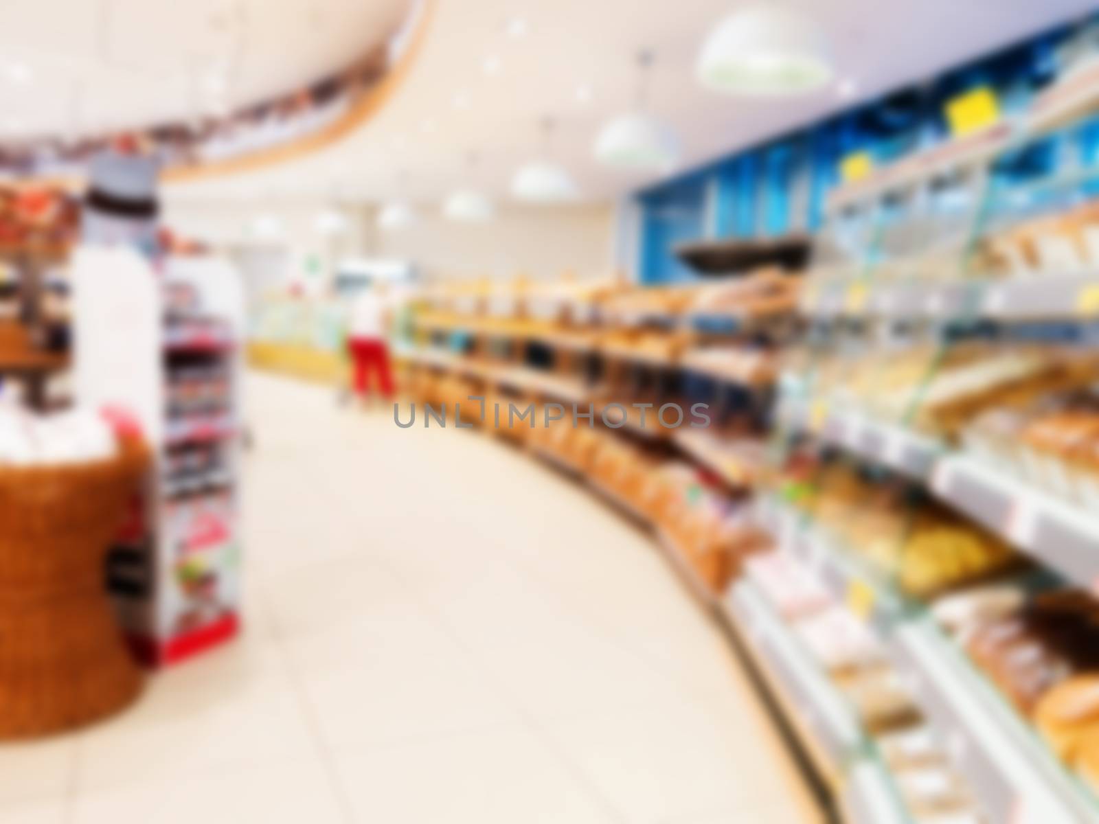 Abstract blurred colorful supermarket aisle by fascinadora
