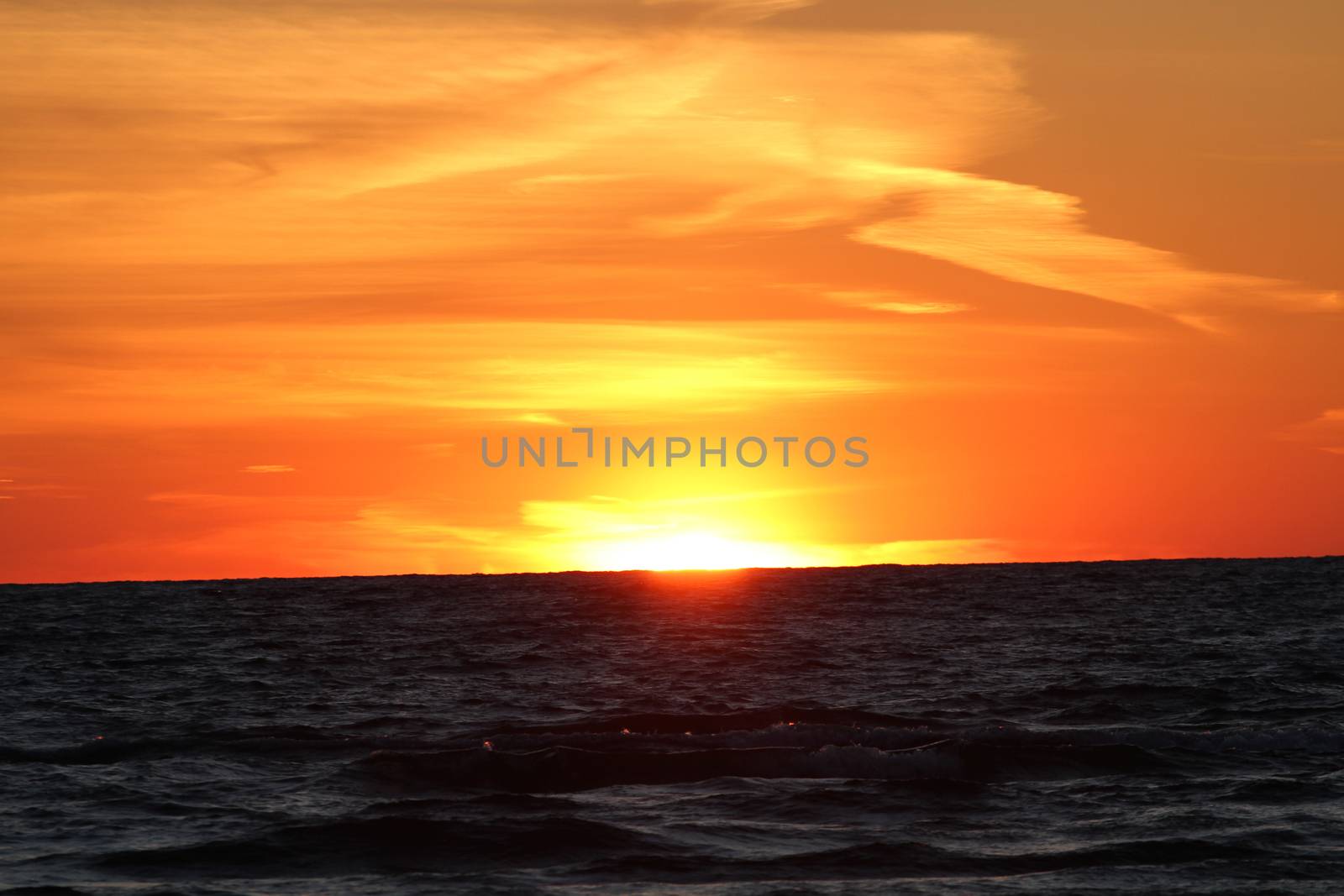 Sunset on Lake Huron in late spring