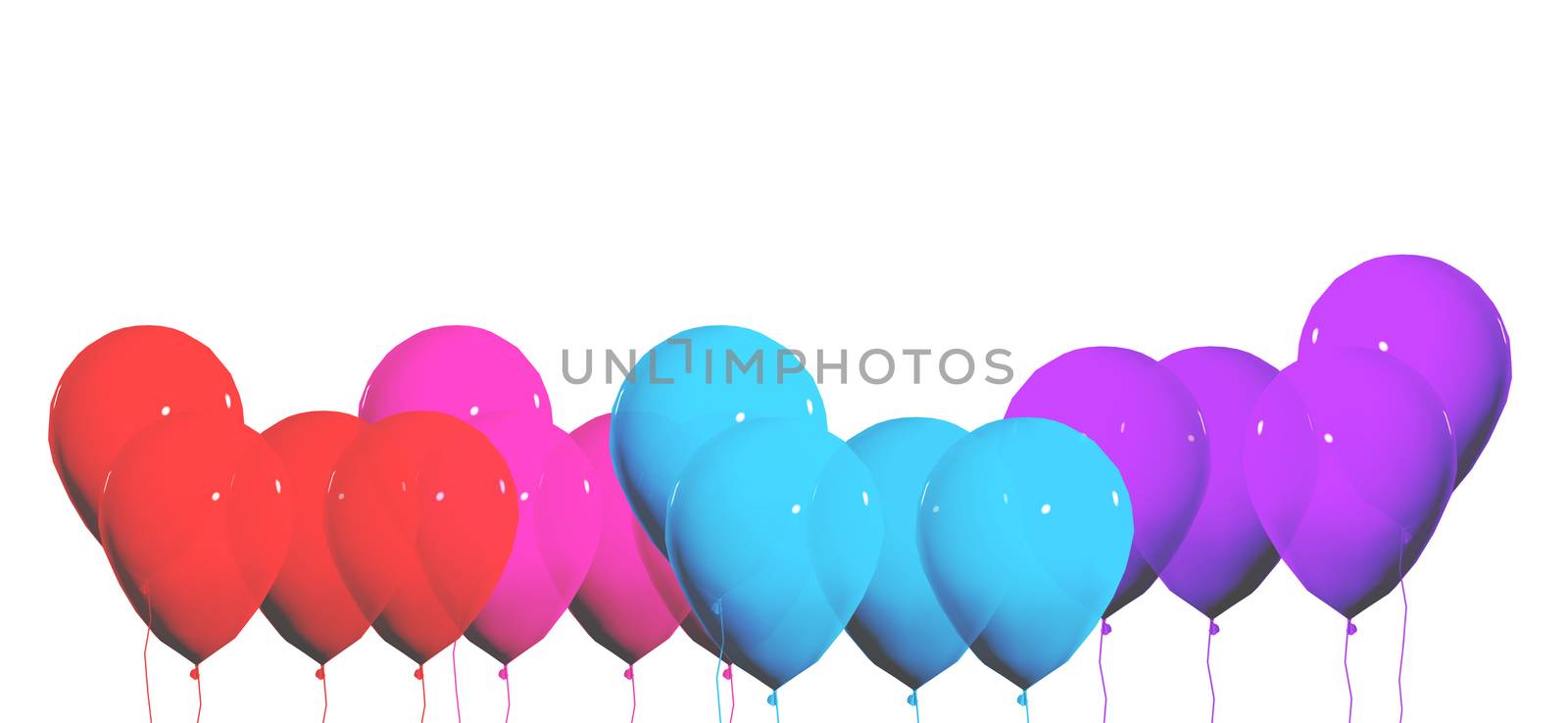 white ticket with colored balloons