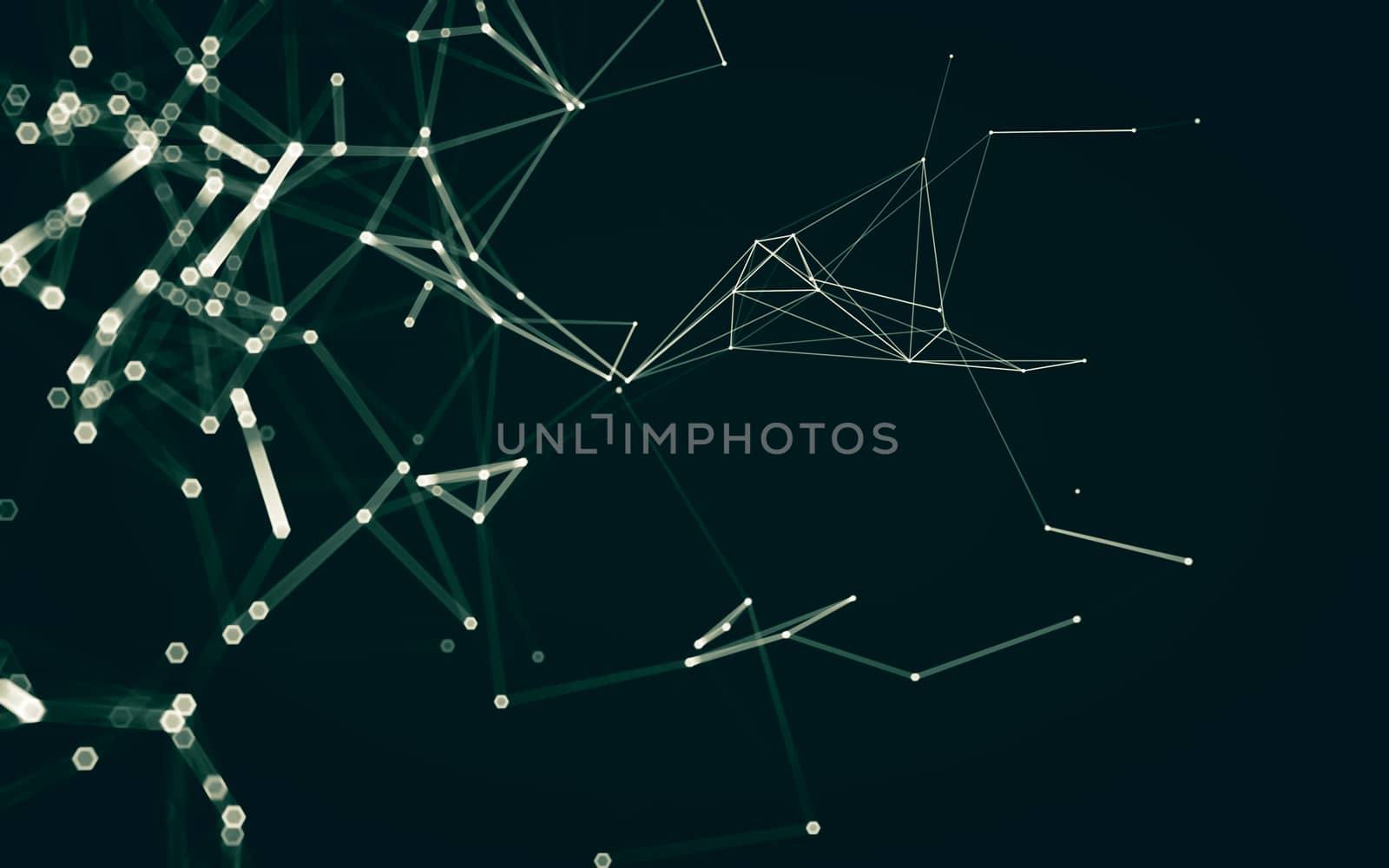 Abstract polygonal space low poly dark background with connecting dots and lines. Connection structure. 3d rendering