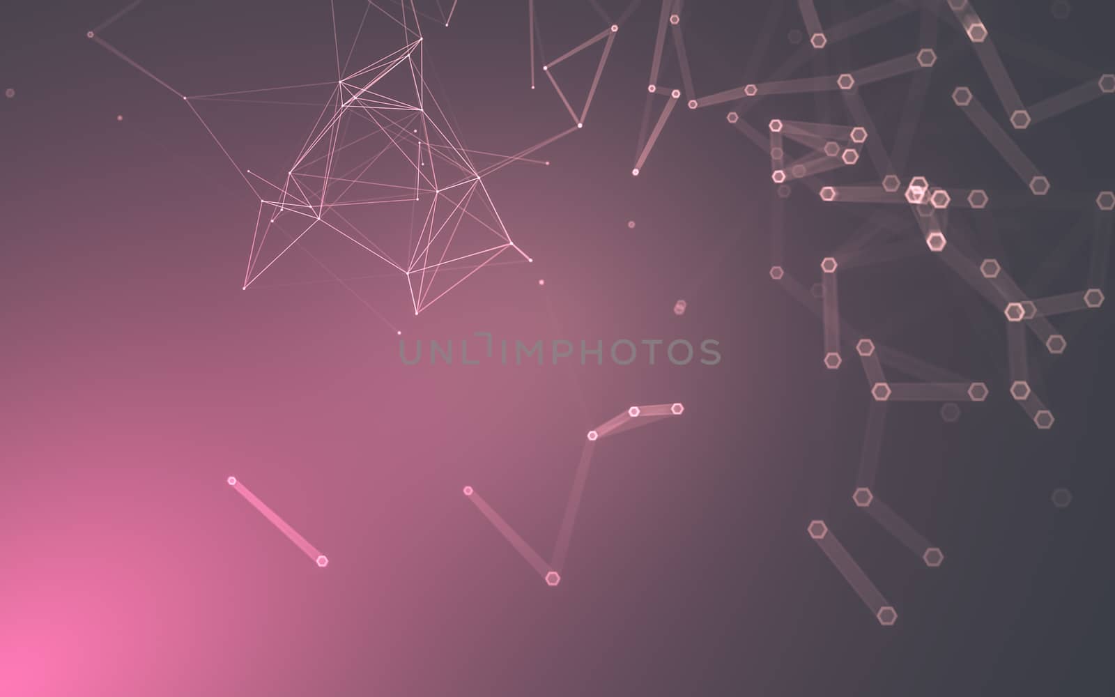 Abstract polygonal space low poly dark background with connecting dots and lines. Connection structure. 3d rendering