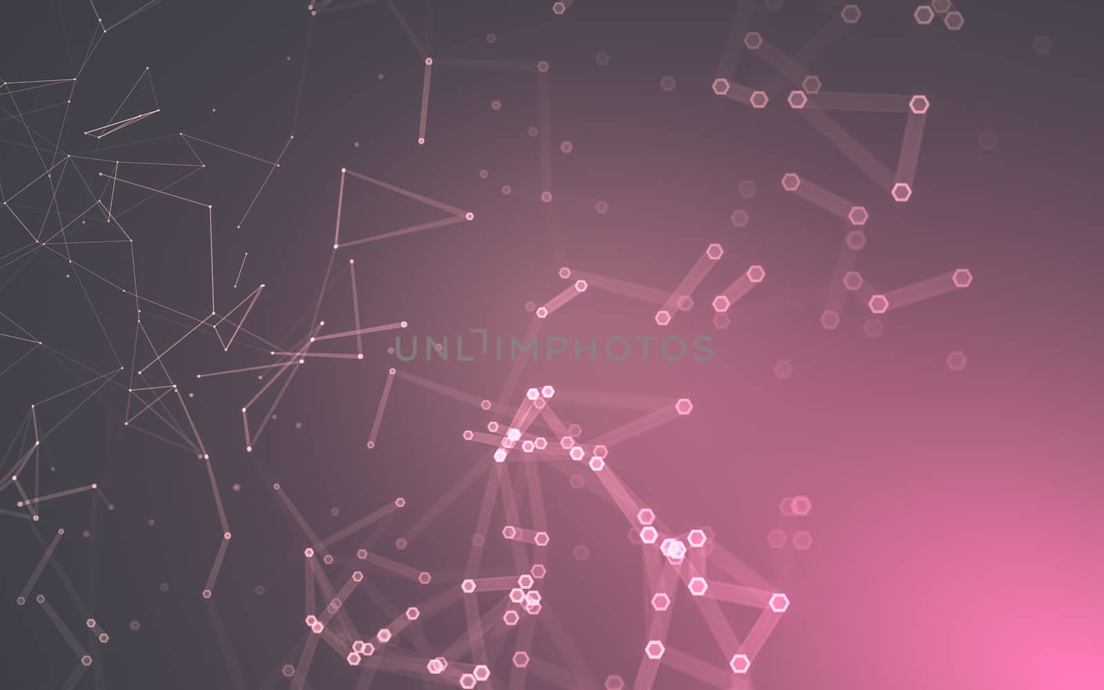 Abstract polygonal space low poly dark background with connecting dots and lines. Connection structure. 3d rendering