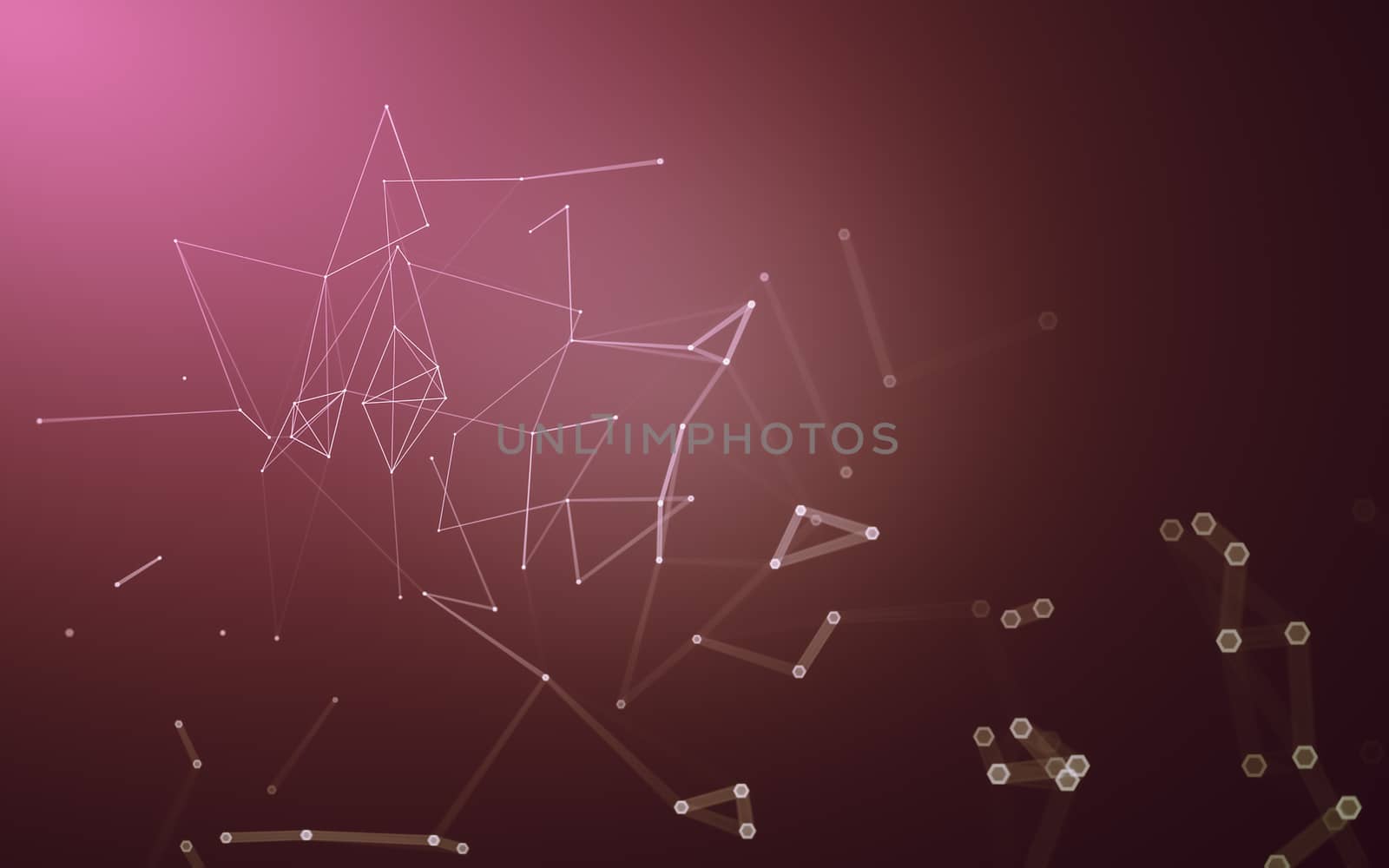 Abstract polygonal space low poly dark background with connecting dots and lines. Connection structure. 3d rendering