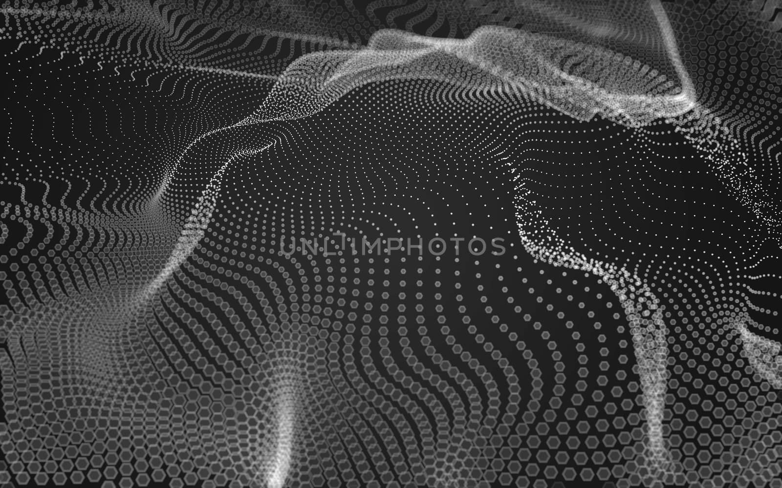 Abstract polygonal space low poly dark background with connecting dots and lines. Connection structure. 3d rendering