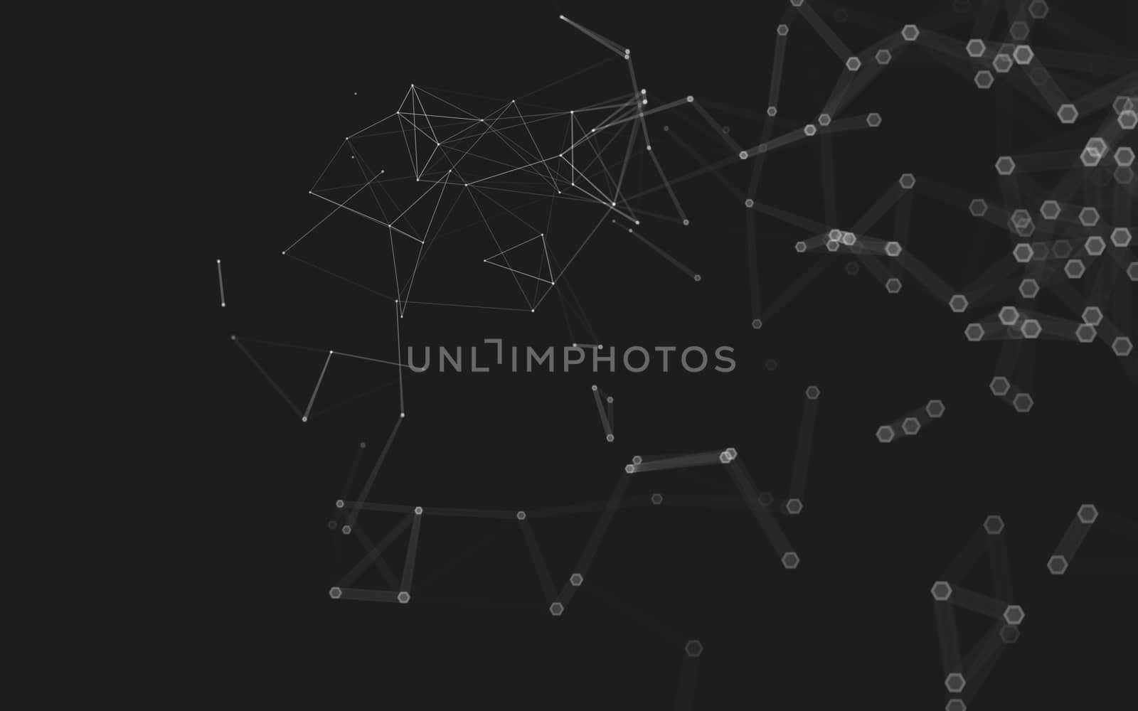 Abstract polygonal space low poly dark background, 3d rendering by teerawit