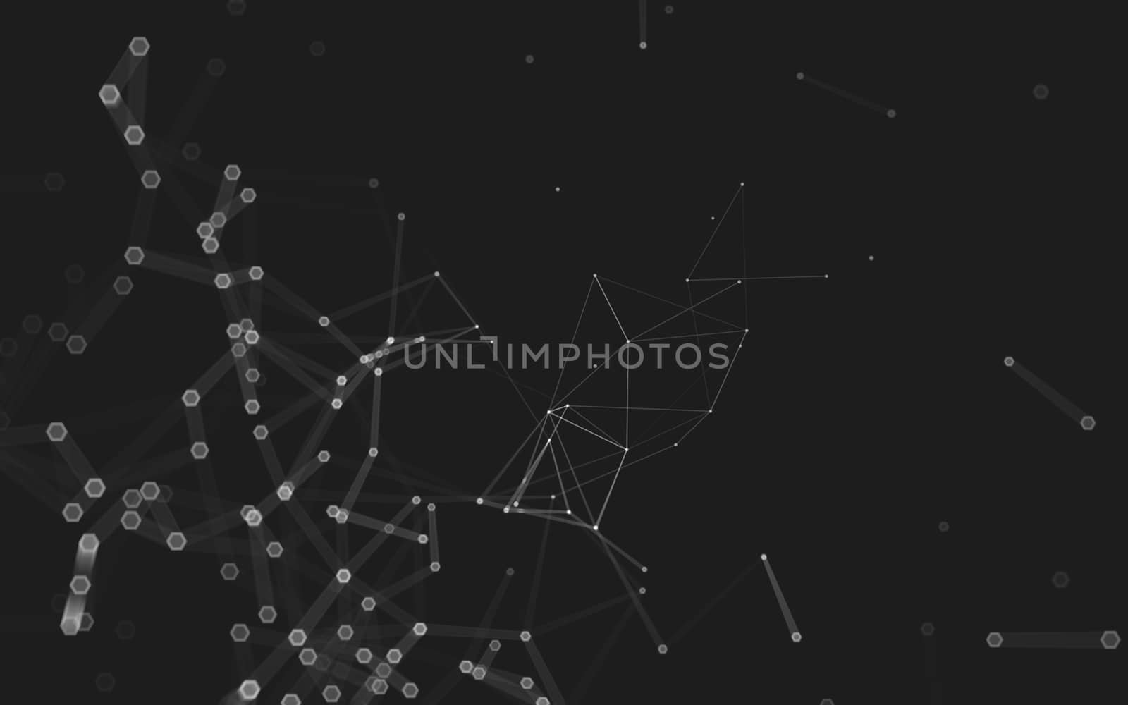 Abstract polygonal space low poly dark background, 3d rendering by teerawit