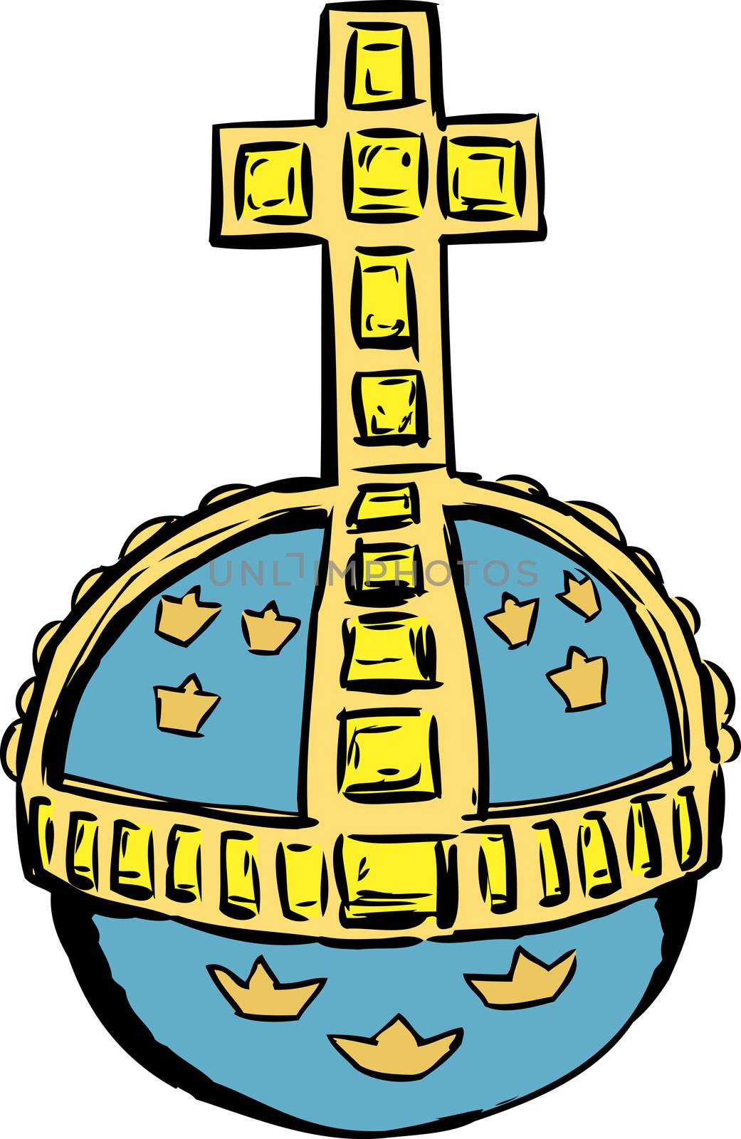 Sketch of globe and crucifix for a Swedish Crown