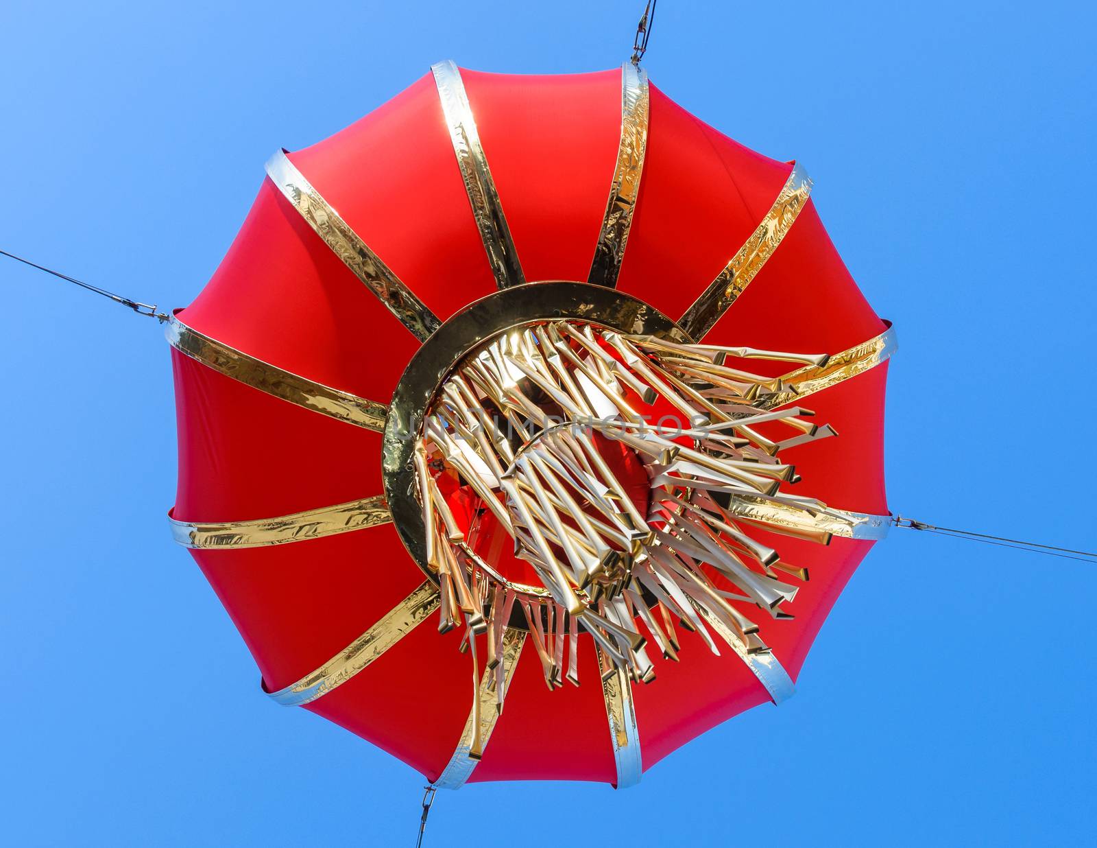Red chinese lantern, blue sky background