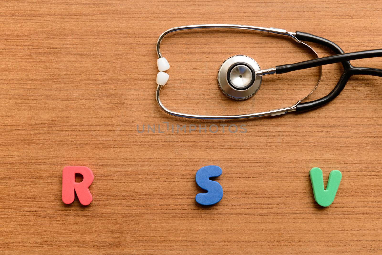 RSV (respiratory syncytial virus) colorful word on the wooden background