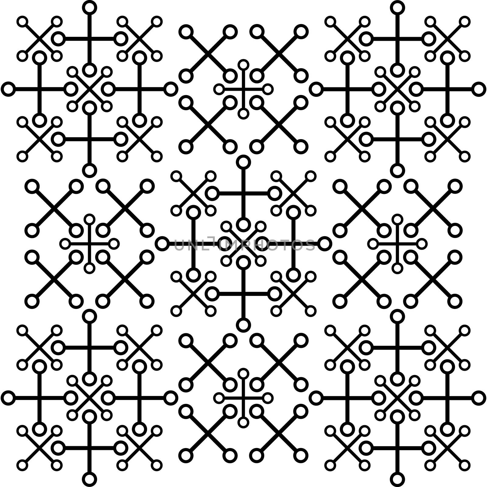 Abstract pattern of cross and circles. Symmetrical geometrical pattern. For design concepts, posters, banners, web, presentations and prints