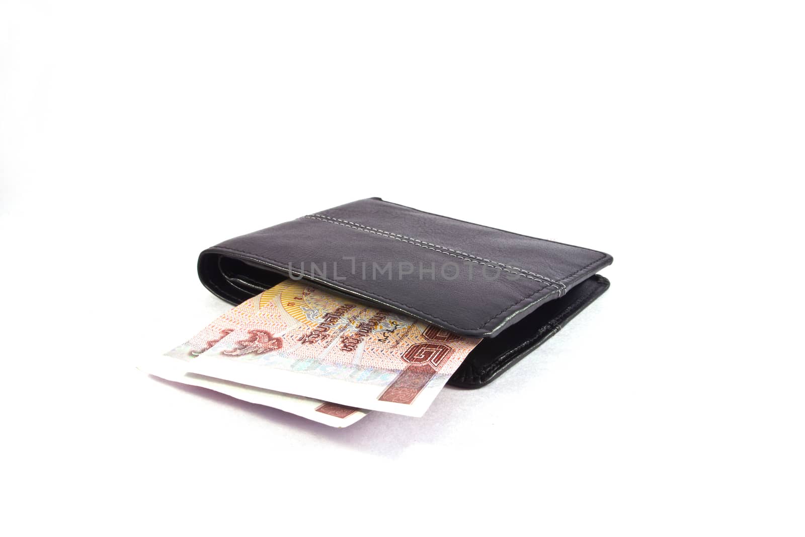 Money in wallet,isolated on white background