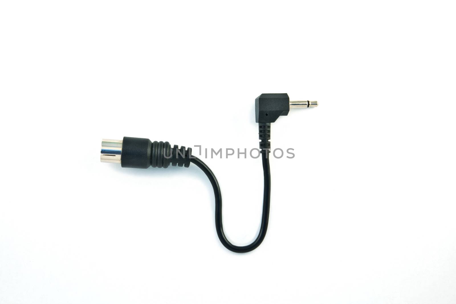 Mini Jack Plug with AV Plug, isolated on white background 