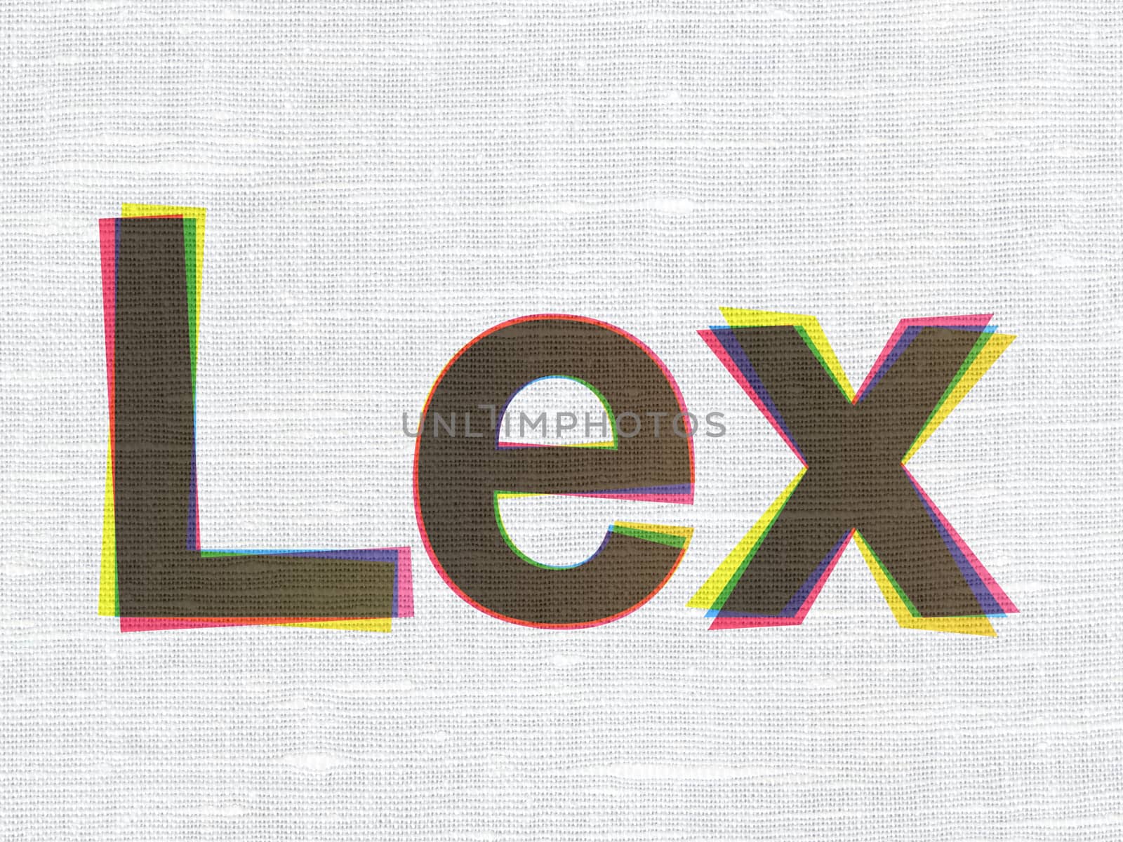 Law concept: CMYK Lex on linen fabric texture background