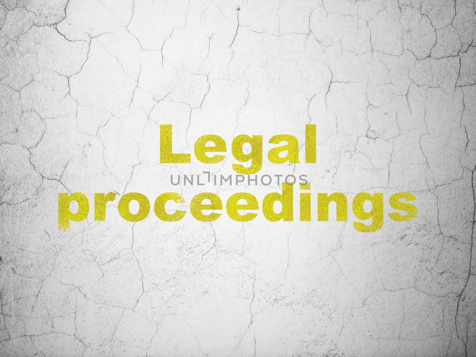 Law concept: Yellow Legal Proceedings on textured concrete wall background