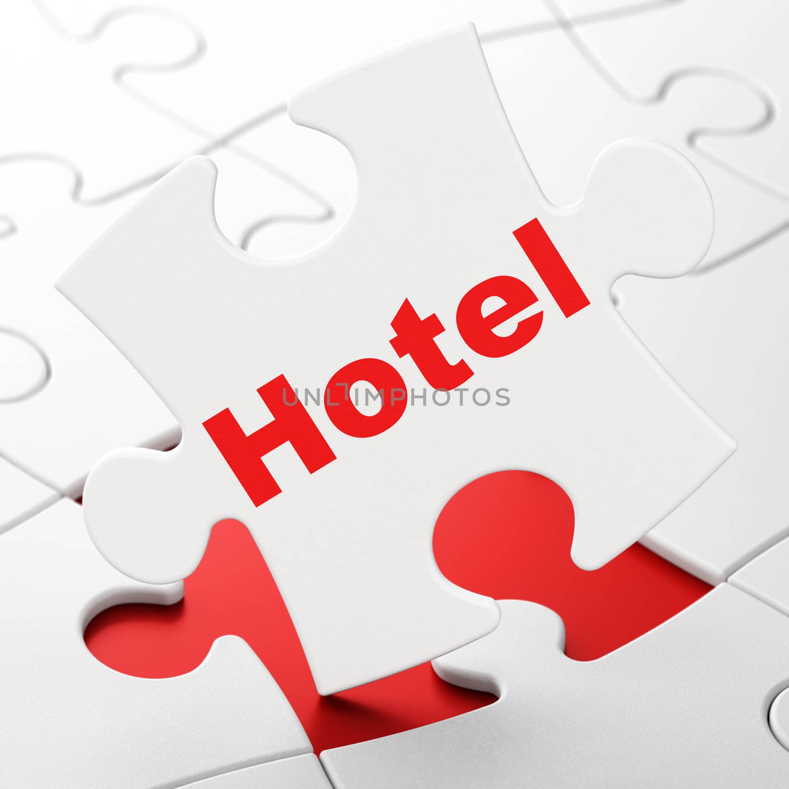 Vacation concept: Hotel on puzzle background by maxkabakov