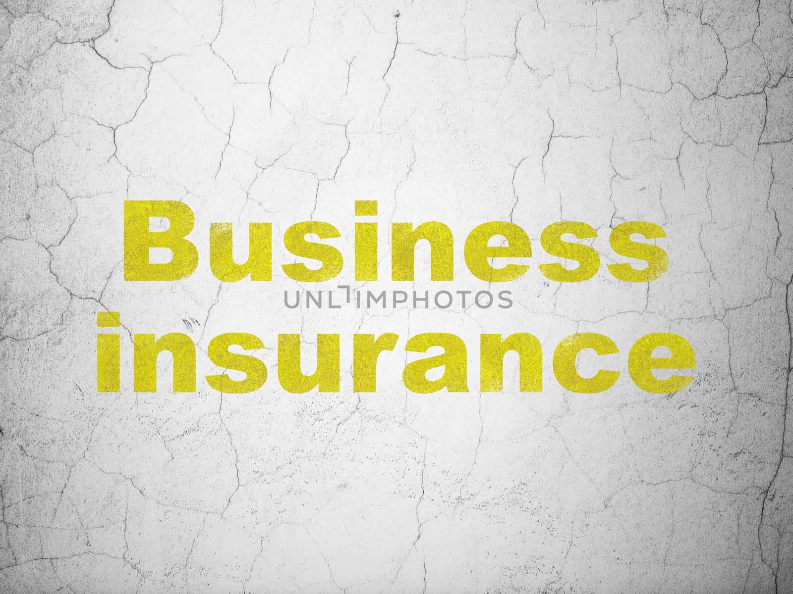 Insurance concept: Yellow Business Insurance on textured concrete wall background