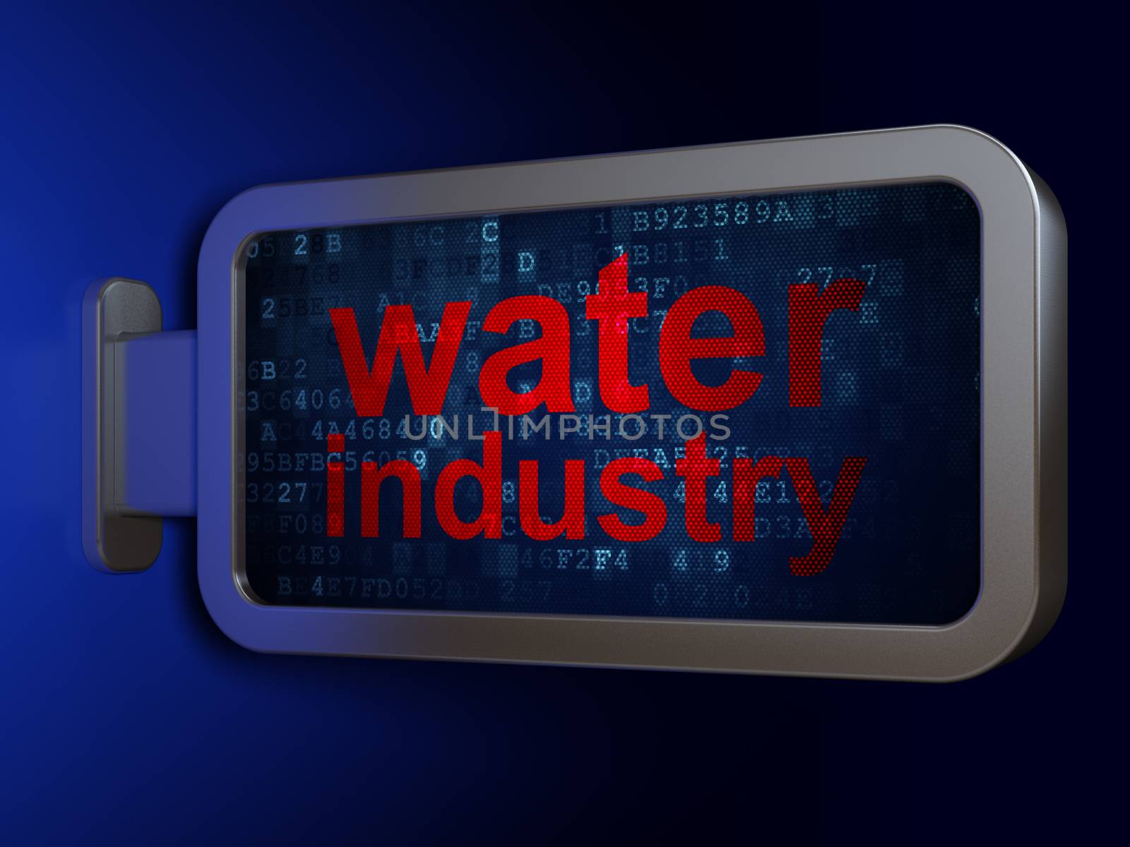 Manufacuring concept: Water Industry on advertising billboard background, 3D rendering