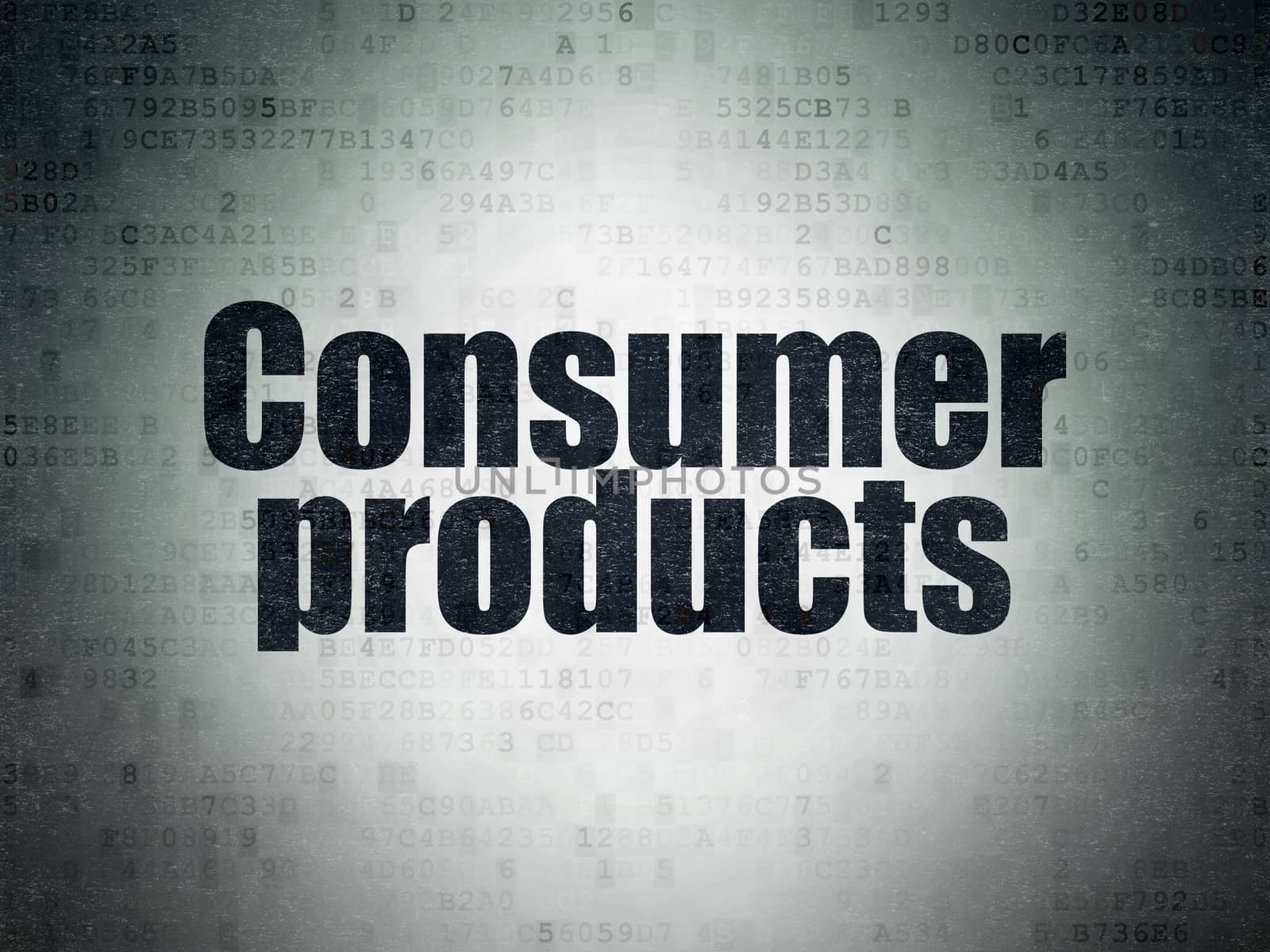 Business concept: Painted black word Consumer Products on Digital Data Paper background