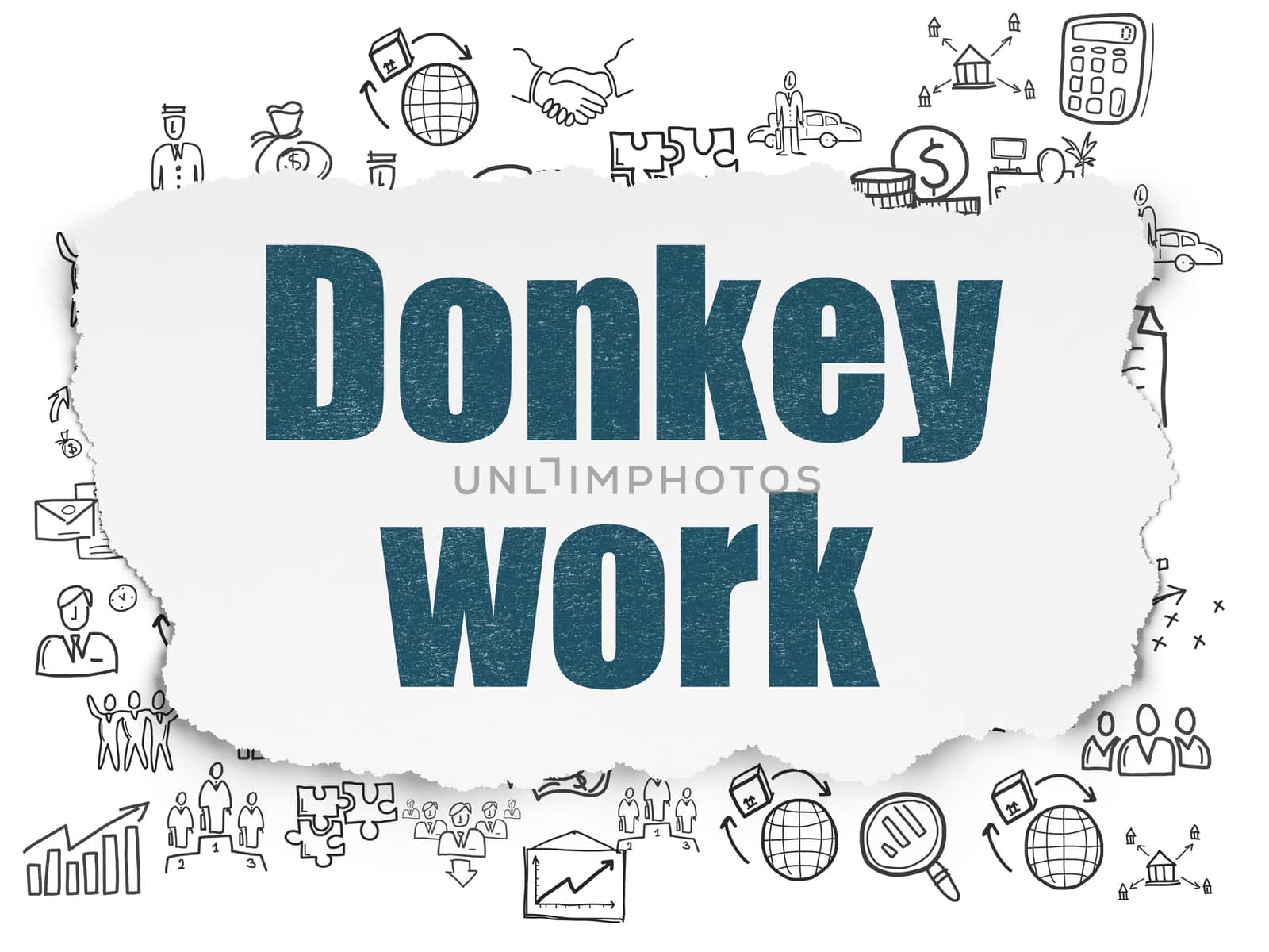 Business concept: Donkey Work on Torn Paper background by maxkabakov