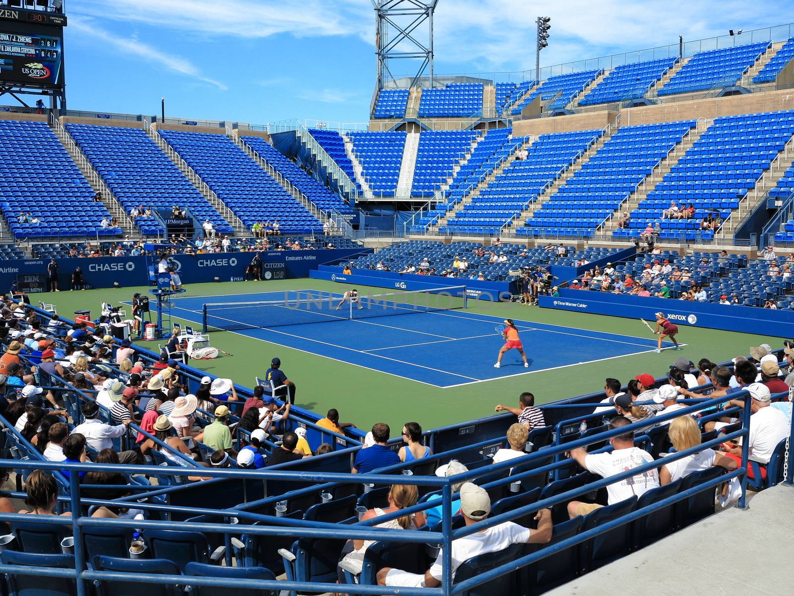 Women's Doubles match at Louis Armstrong Stadium, during the 2014 US Open Tennis Championships.