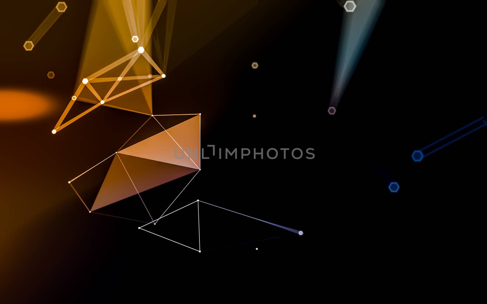 Abstract polygonal space low poly dark background with connecting dots and lines. Connection structure. 3d rendering