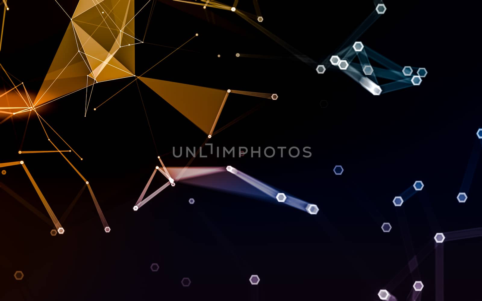 Abstract polygonal space low poly dark background with connecting dots and lines. Connection structure. 3d rendering