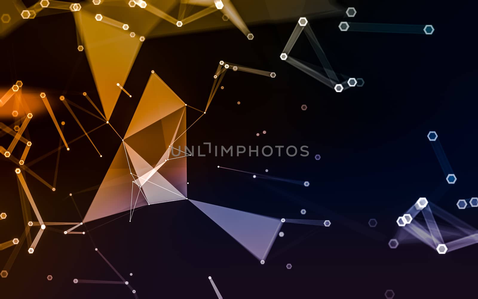 Abstract polygonal space low poly dark background with connecting dots and lines. Connection structure. 3d rendering