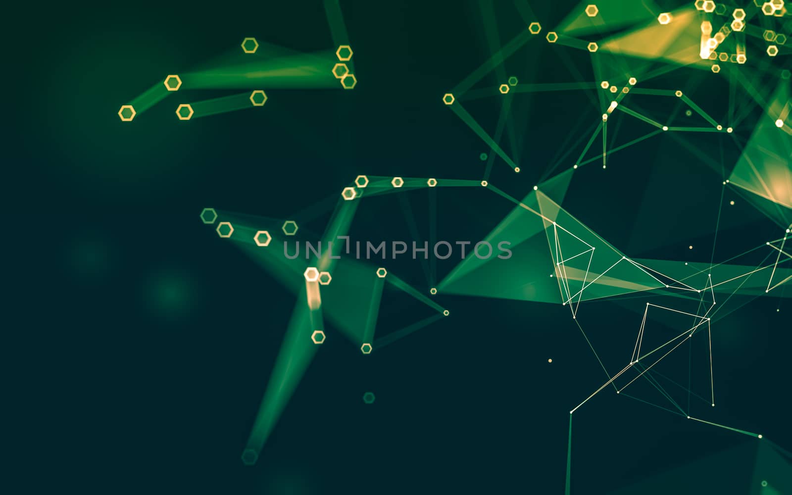 Abstract polygonal space low poly dark background with connecting dots and lines. Connection structure. 3d rendering