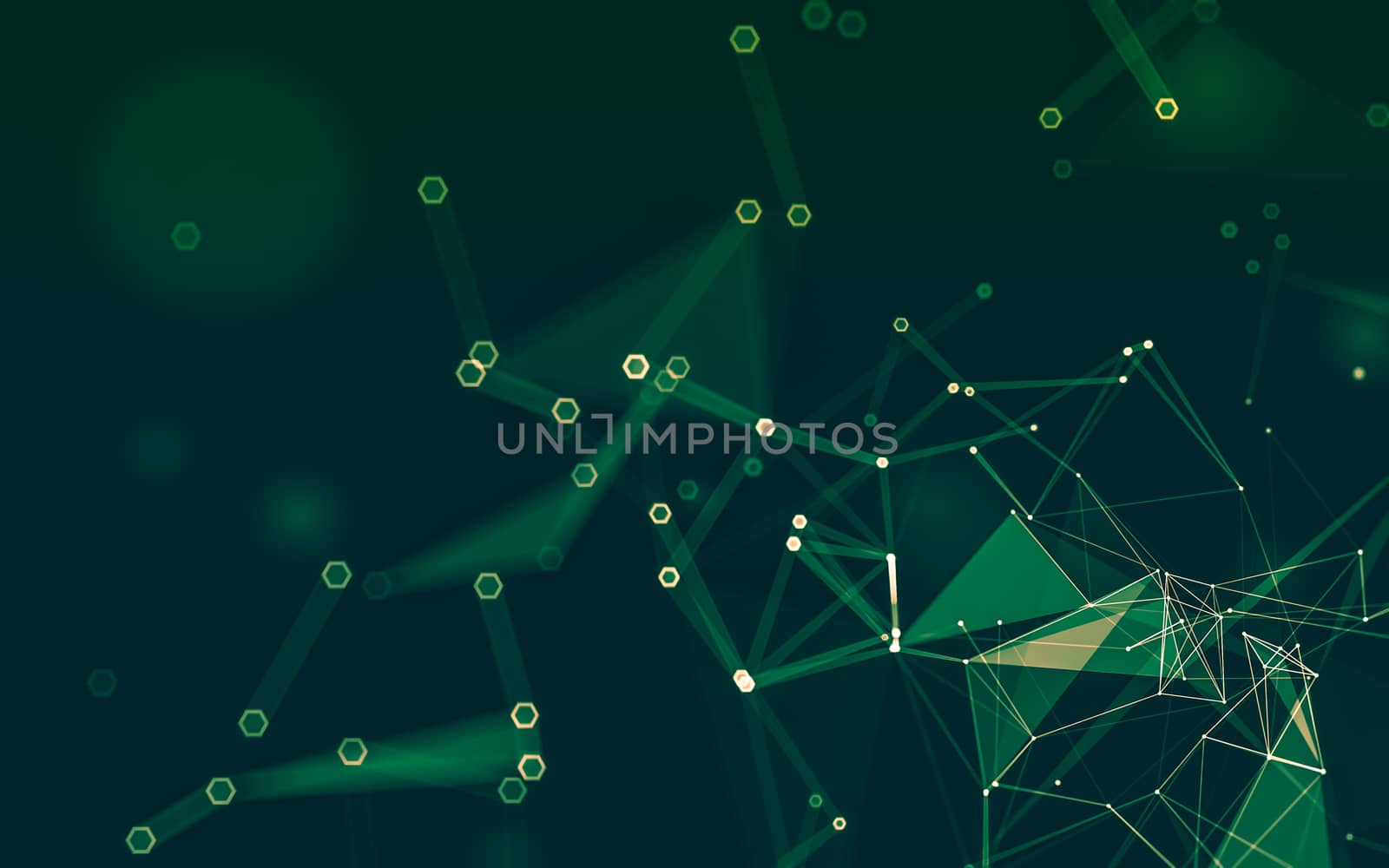 Abstract polygonal space low poly dark background with connecting dots and lines. Connection structure. 3d rendering