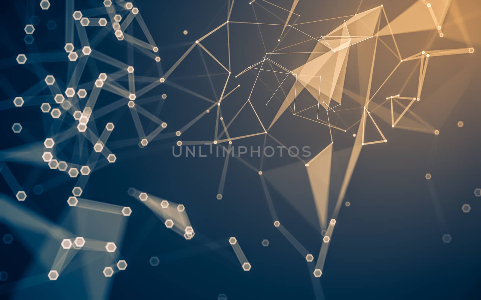 Abstract polygonal space low poly dark background with connecting dots and lines. Connection structure. 3d rendering