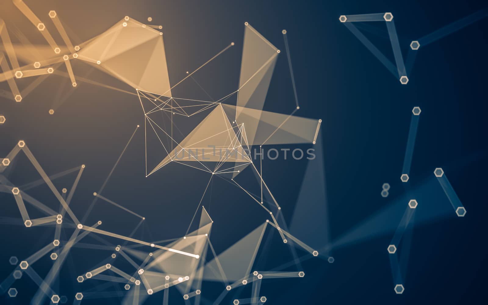 Abstract polygonal space low poly dark background, 3d rendering by teerawit