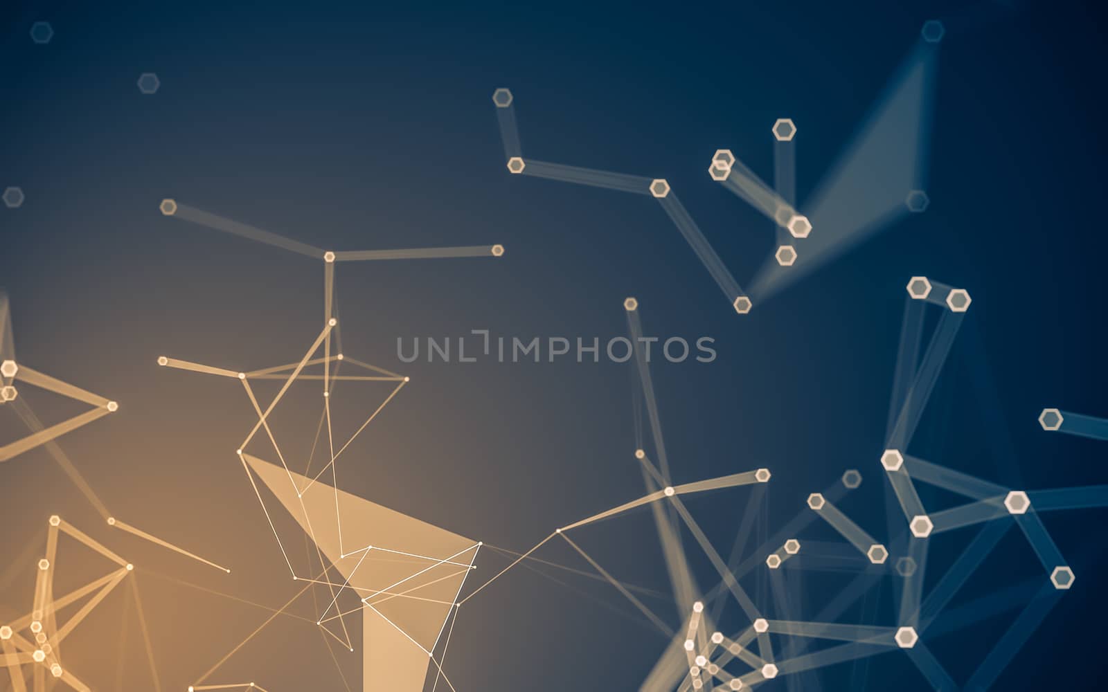 Abstract polygonal space low poly dark background with connecting dots and lines. Connection structure. 3d rendering