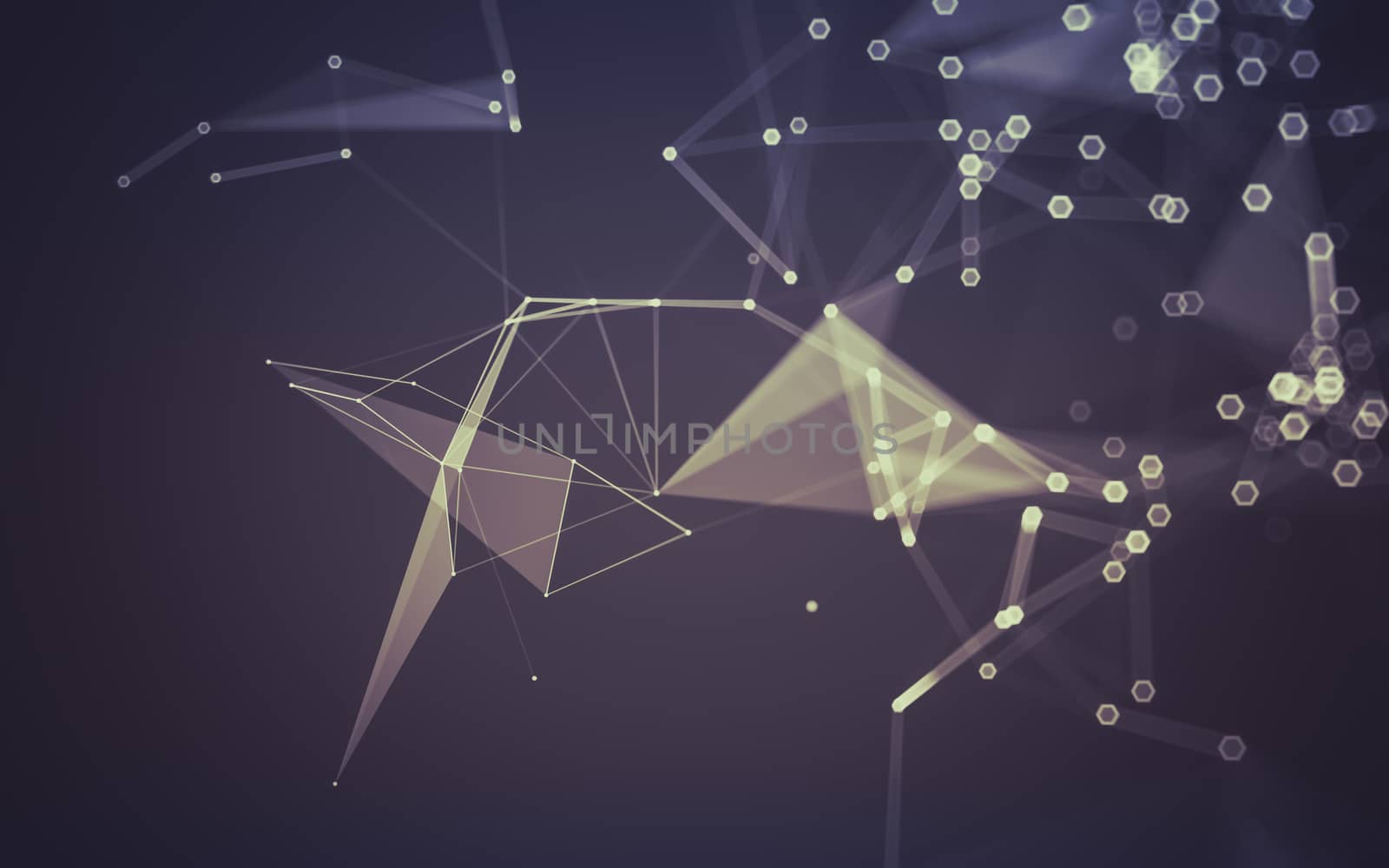 Abstract polygonal space low poly dark background with connecting dots and lines. Connection structure. 3d rendering