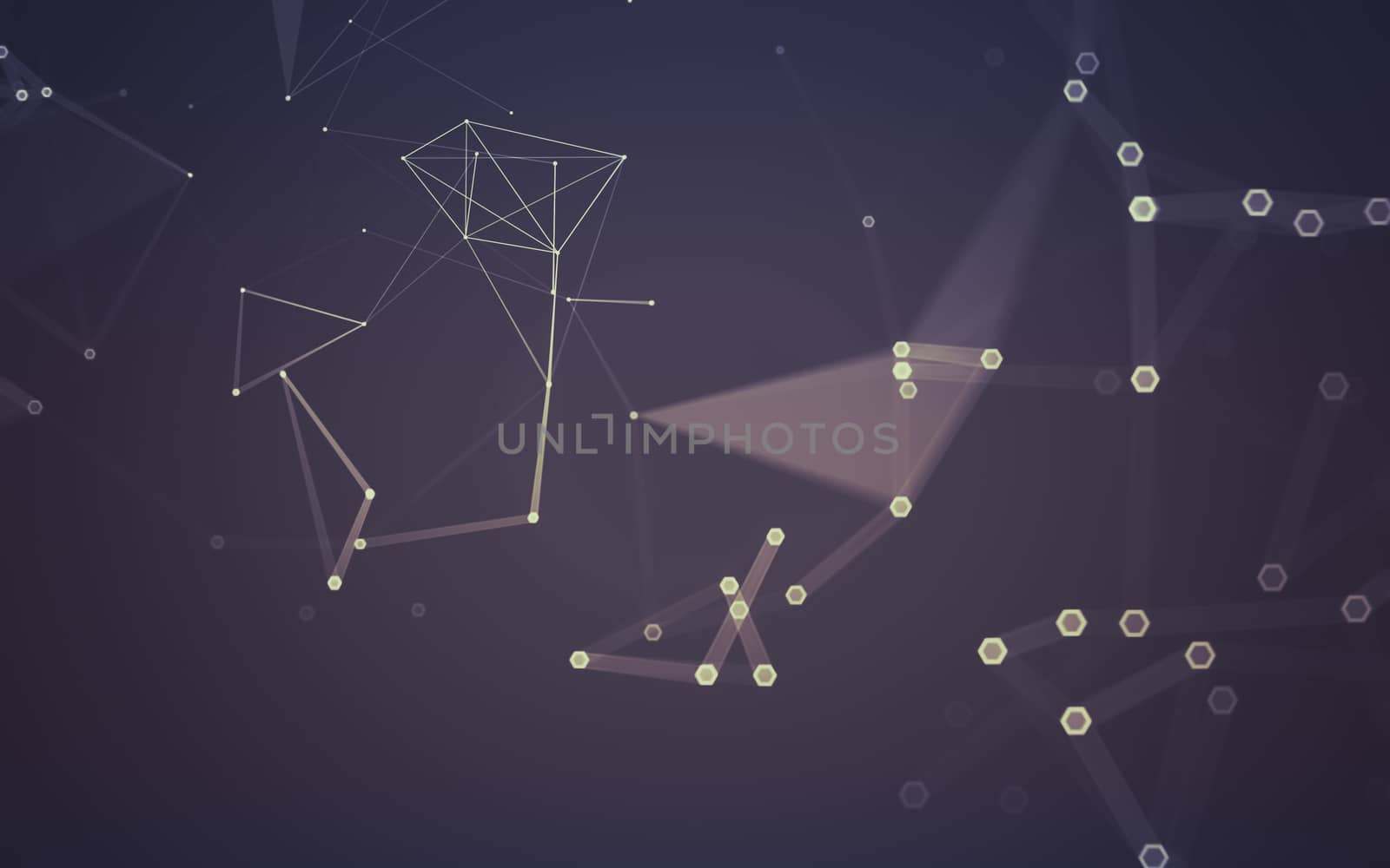 Abstract polygonal space low poly dark background with connecting dots and lines. Connection structure. 3d rendering