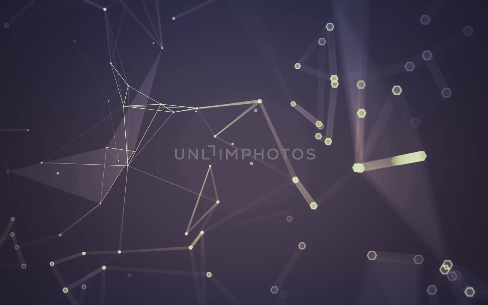 Abstract polygonal space low poly dark background with connecting dots and lines. Connection structure. 3d rendering