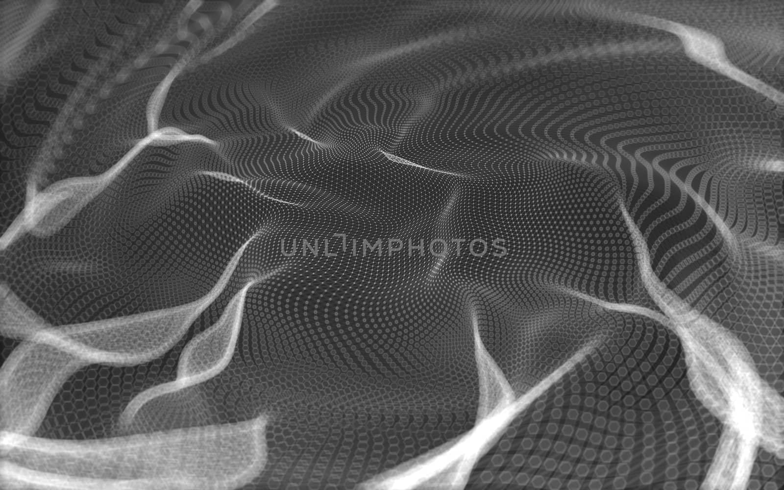 Abstract polygonal space low poly dark background with connecting dots and lines. Connection structure. 3d rendering