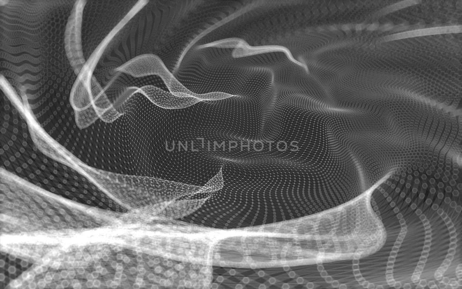 Abstract polygonal space low poly dark background with connecting dots and lines. Connection structure. 3d rendering