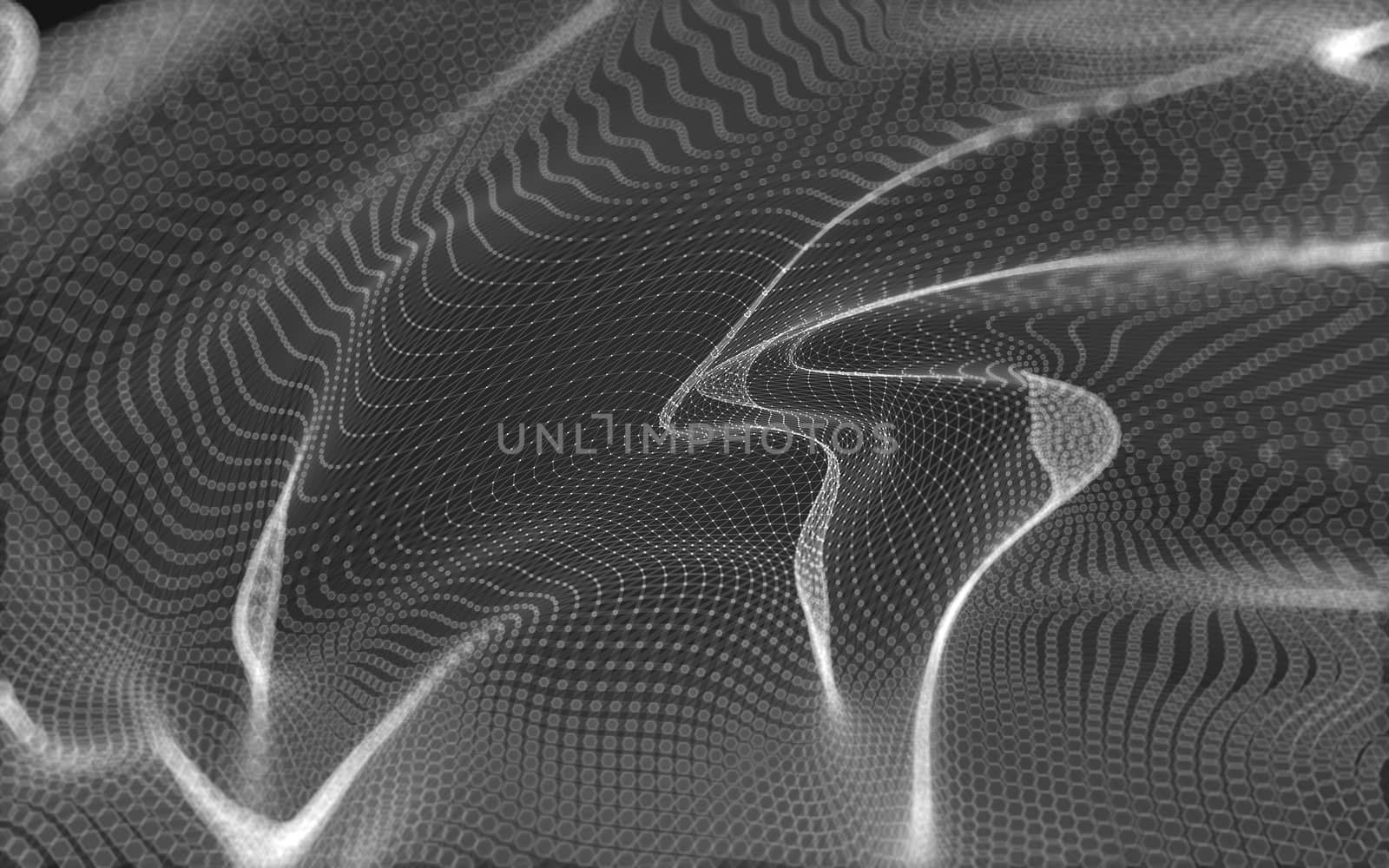 Abstract polygonal space low poly dark background with connecting dots and lines. Connection structure. 3d rendering