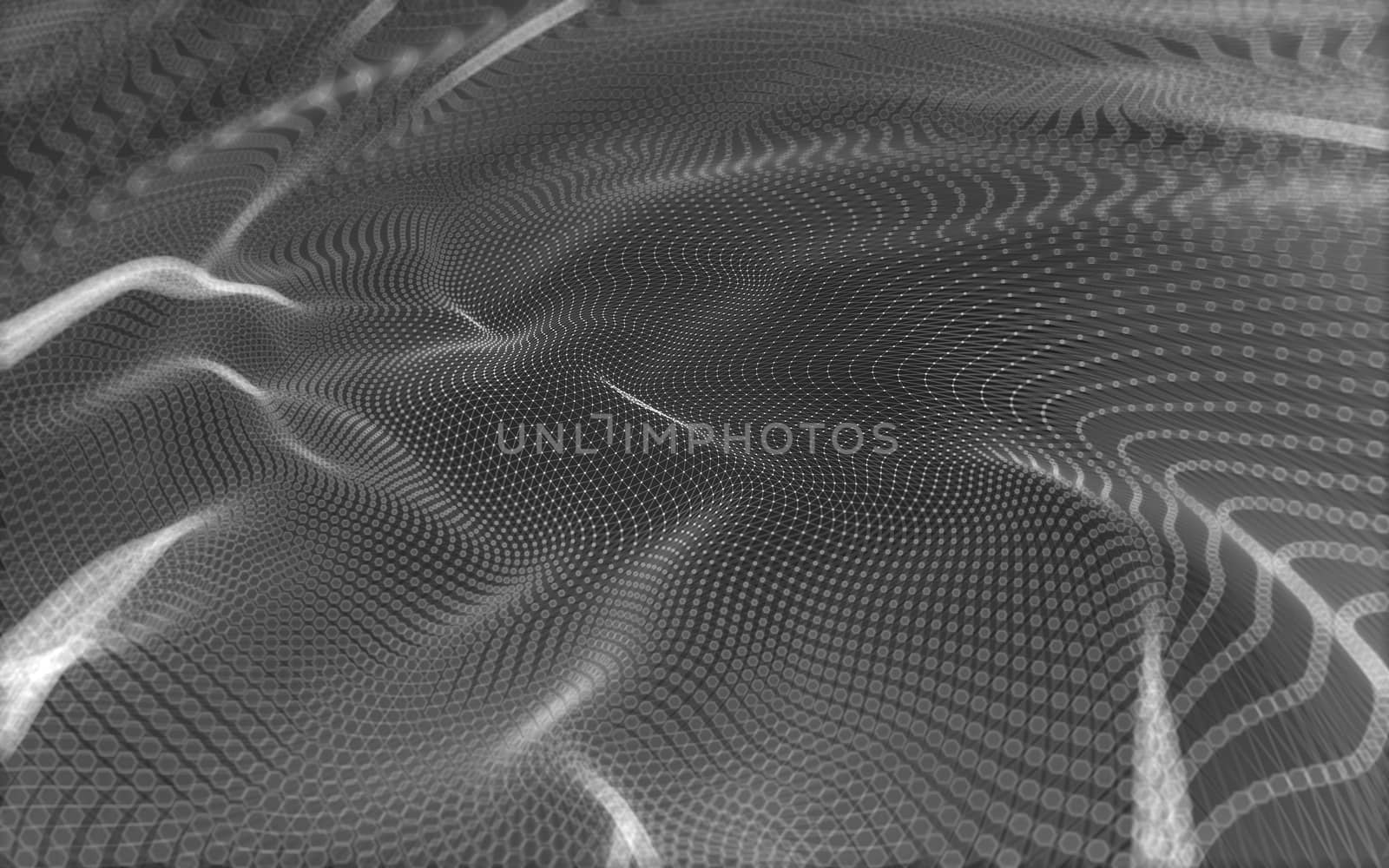 Abstract polygonal space low poly dark background with connecting dots and lines. Connection structure. 3d rendering