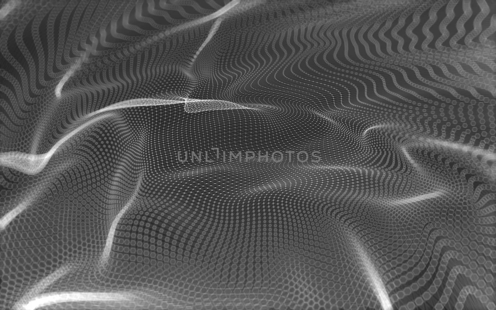 Abstract polygonal space low poly dark background with connecting dots and lines. Connection structure. 3d rendering