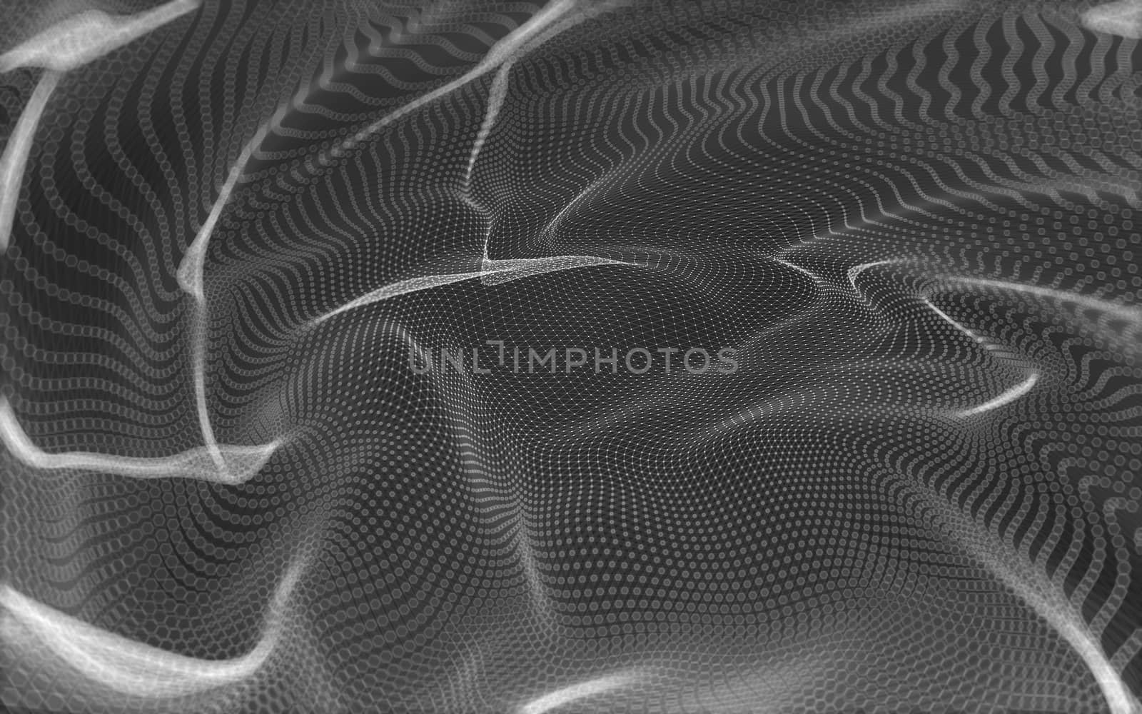 Abstract polygonal space low poly dark background with connecting dots and lines. Connection structure. 3d rendering