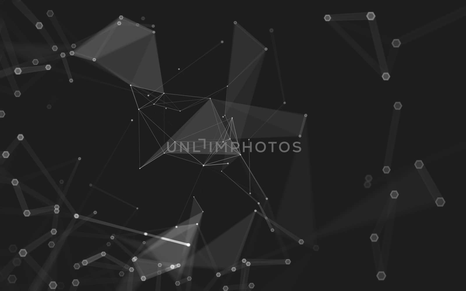 Abstract polygonal space low poly dark background, 3d rendering by teerawit